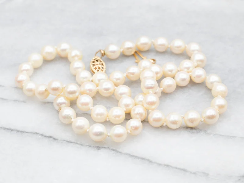 Slanted bar necklaces-Vintage Gold Fill Saltwater Pearl Necklace