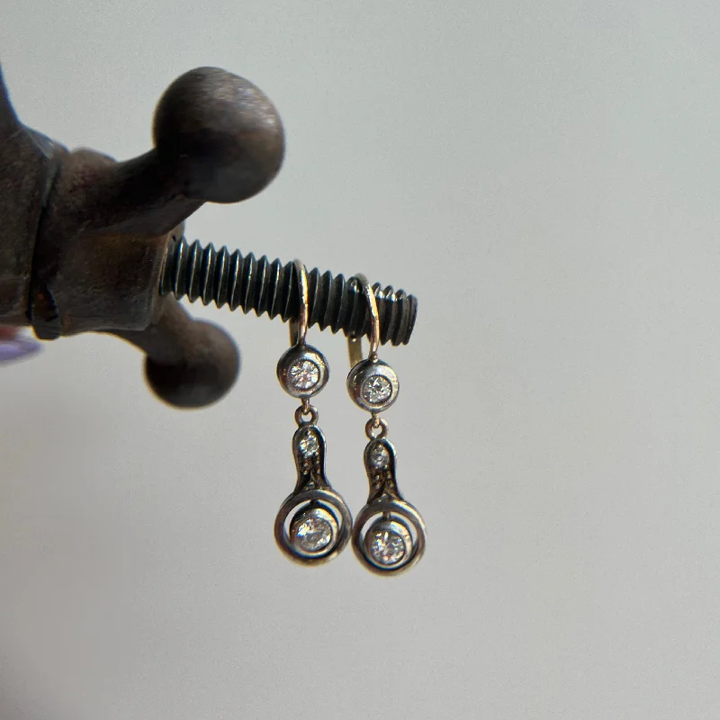 Lustrous druzy earrings-Victorian Diamond Dangle Earrings