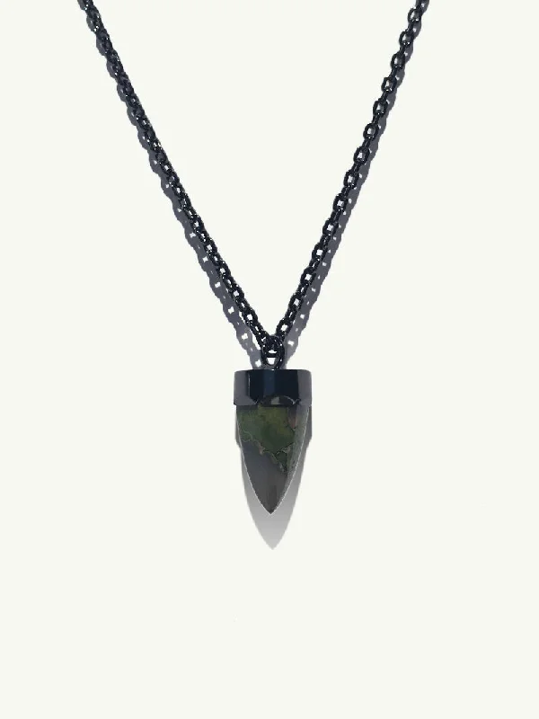 Overhand knot necklaces-Levant Amulet Pendant Necklace With Green Jasper In 18K Blackened Gold