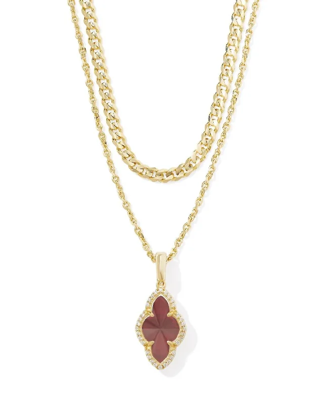 Andalusite necklaces-Abbie Pave Frame Multi Strand Necklace In Cranberry Illusion