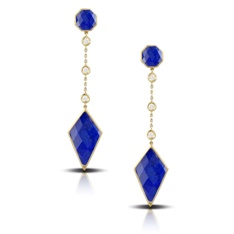 Straw style earrings-Doves - 18K Diamond & Lapis Earrings