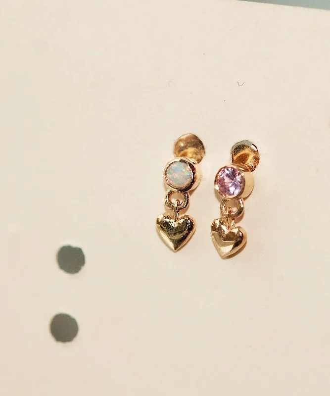 Andalusite earrings-Opal Baby Heart Earring