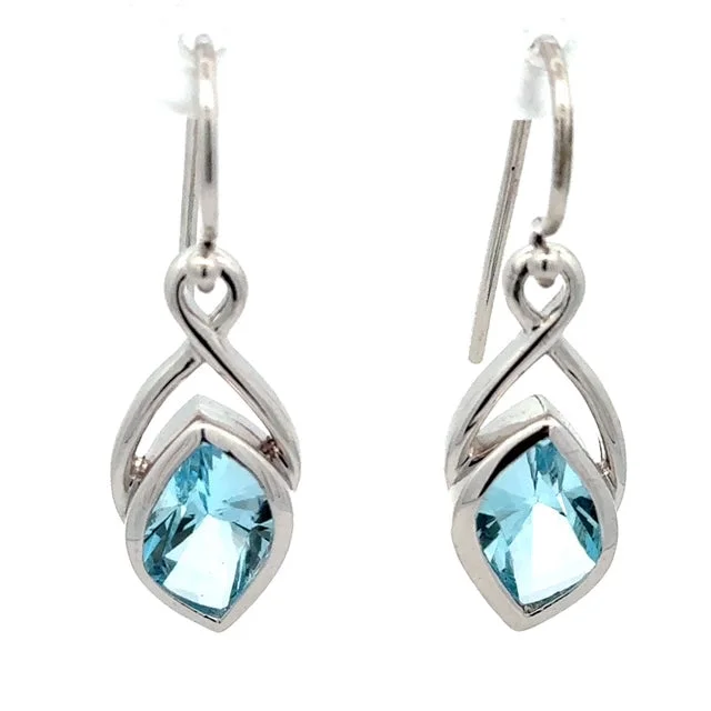 Rococo style earrings-Sterling Silver Blue Topaz Earrings