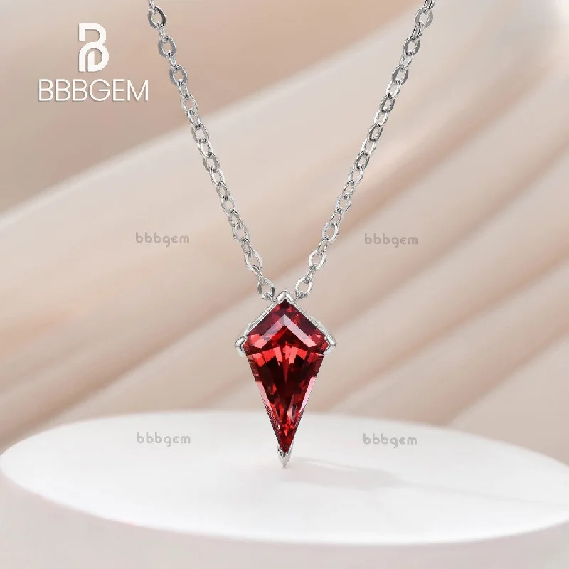 Regal diamond necklaces-7x13mm Kite Shape Pink Padparadscha Sapphire Solitaire Pendant Necklace