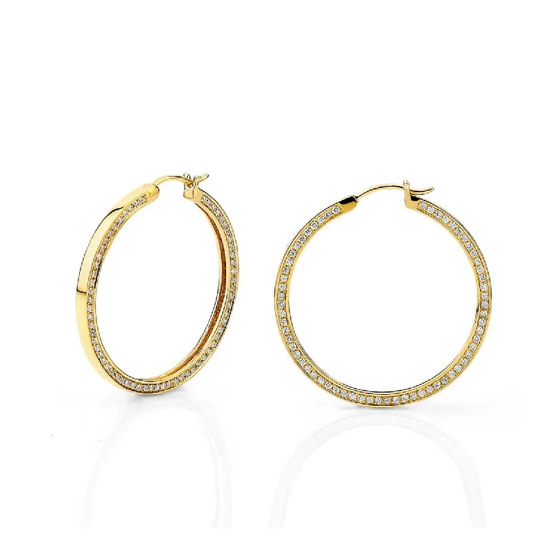 Aquamarine stud earrings-Large Chroma Gold Edge Pavé Hoops