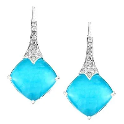 Rich statement earrings-Diamond & Turquoise Earrings