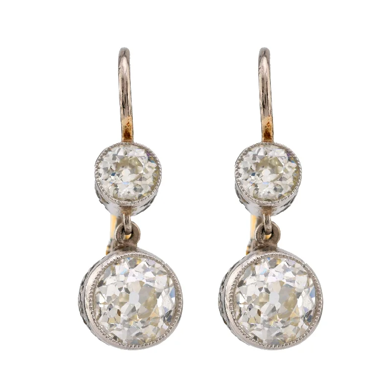 Soft bead earrings-Edwardian Inspired Old Mine Diamond 18K White Yellow Gold Earrings