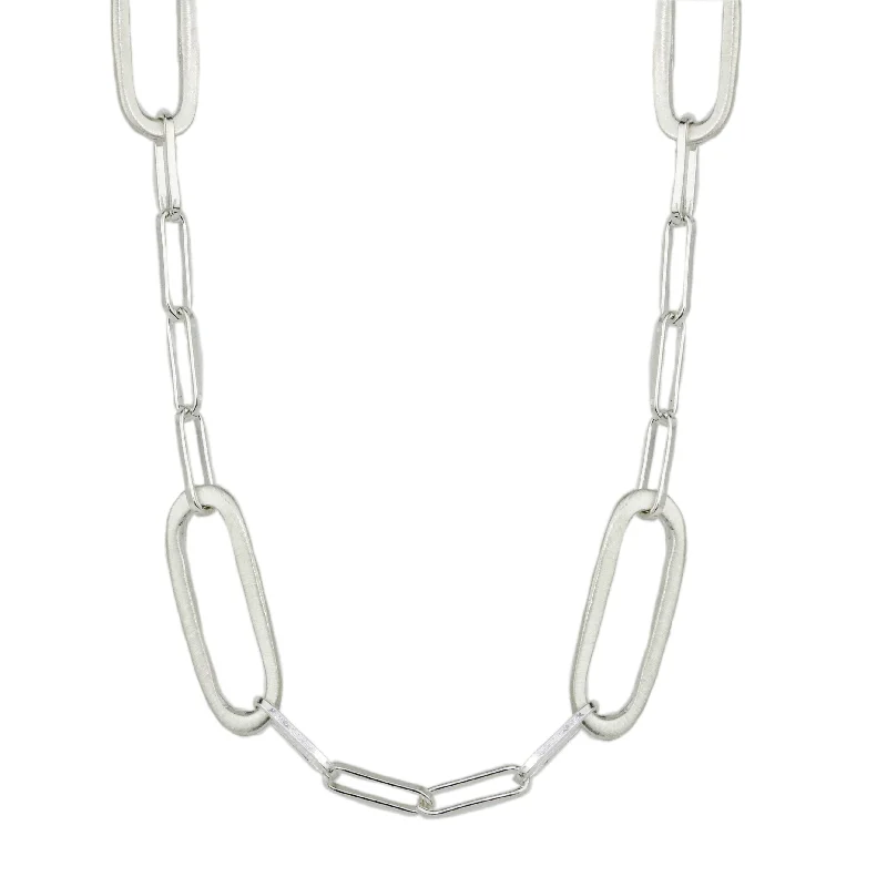 Fine wire necklaces-Rectangle Link Necklace