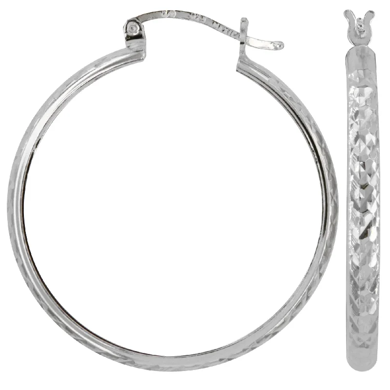 Tapered drop earrings-Sterling Silver Hoop Earrings