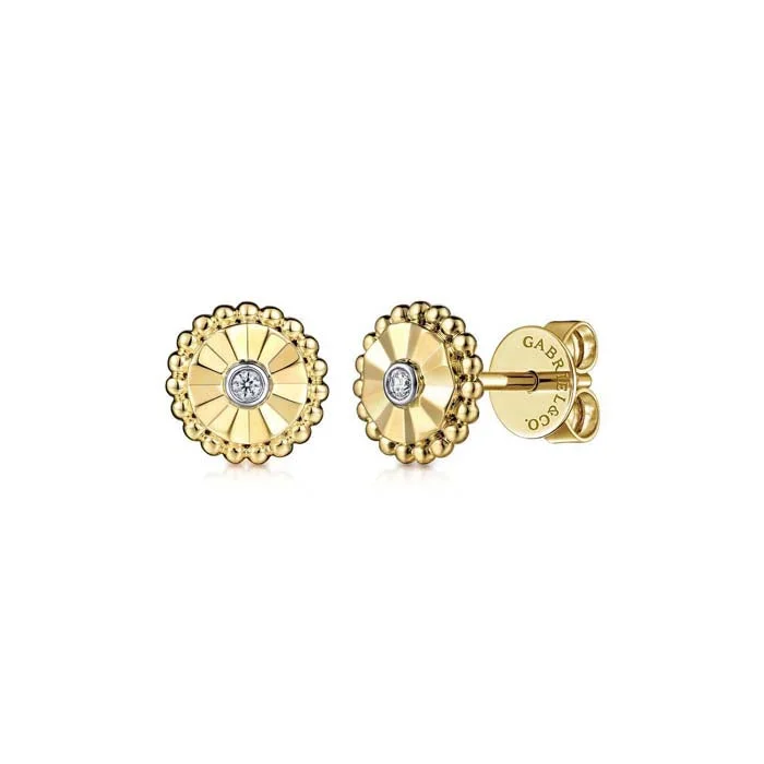 Stone-woven earrings-Gabriel & Co. Bujukan Diamond Stud Earrings in 14K Yellow and White Gold