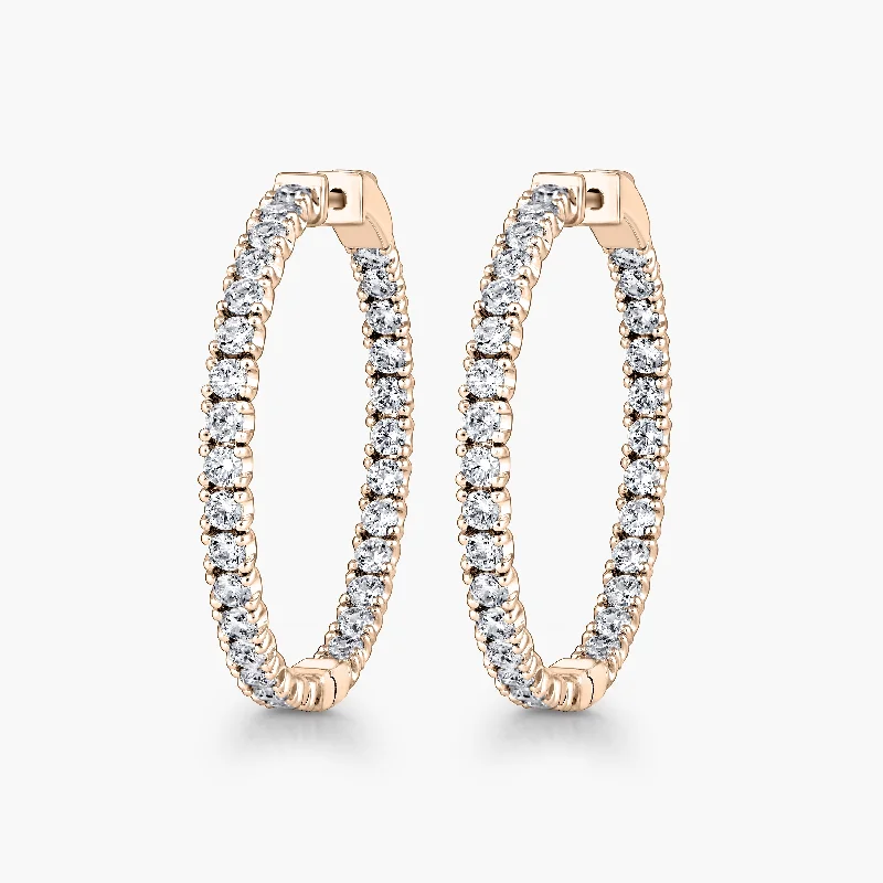 Graceful design earrings-Lab Grown Diamond Round Inside Out Hoops