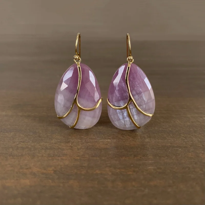 Thick hoop earrings-Pink Sapphire Butterfly Earrings