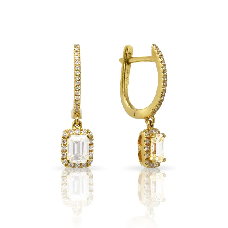 Soft enamel earrings-Emerald-Cut Diamond Drop Earrings