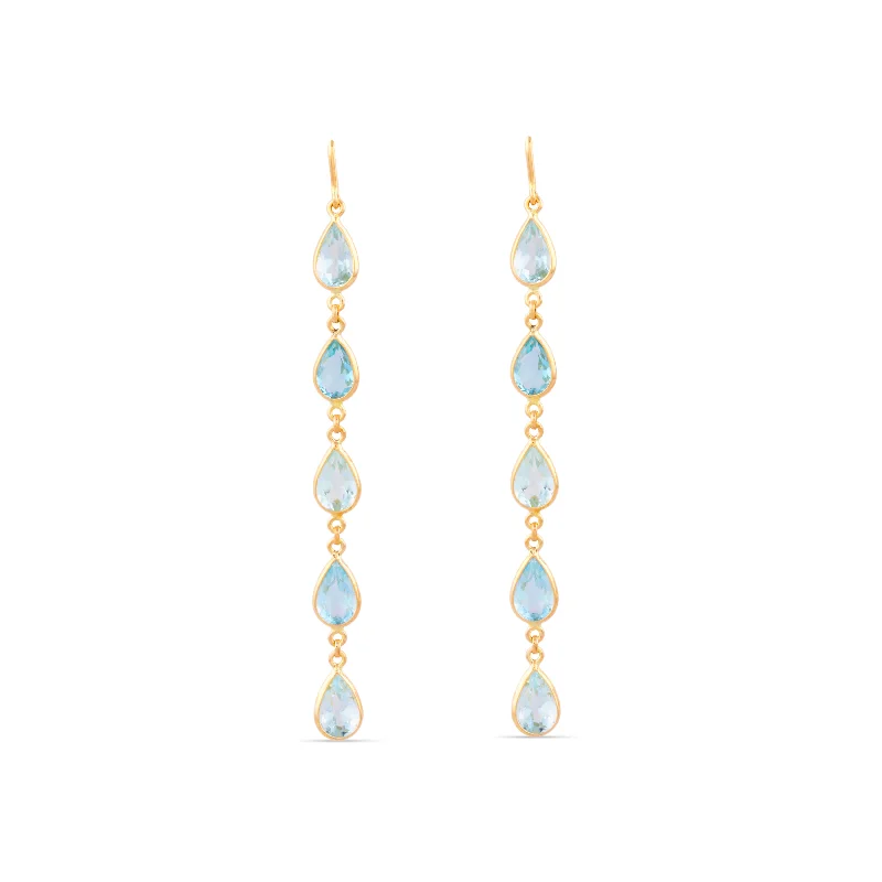 Light wood earrings-Aquamarine Pear Shape Earring In 18K Yellow Gold