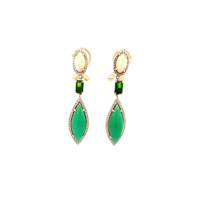 Tourmaline stud earrings-Yellow Gold Dangle Earrings