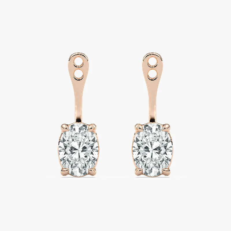 Curved drop earrings-Lab Grown Diamond Drop Earring Jackets