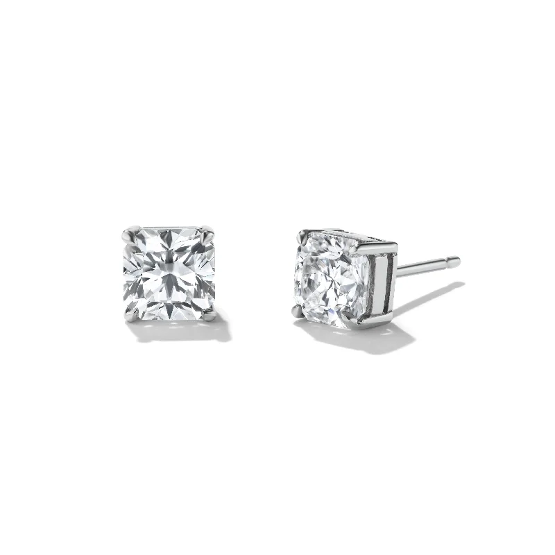 Fine rose earrings-MONA Radiant Cut Diamond Studs 1.93CRT TTL