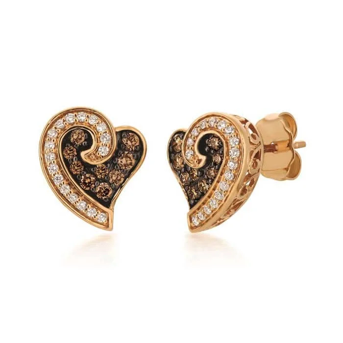 Beryl stone earrings-Le Vian Earrings featuring Chocolate and Vanilla Diamonds in 14K Strawberry Gold