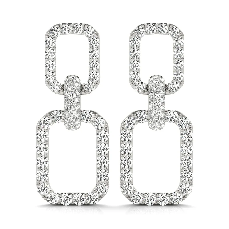 Aged flair earrings-14K Chain Link Drop Diamond Earring