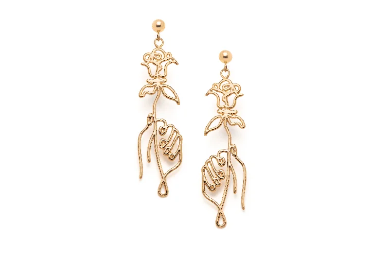 Hex dangle earrings-Picasso's Roses Earrings