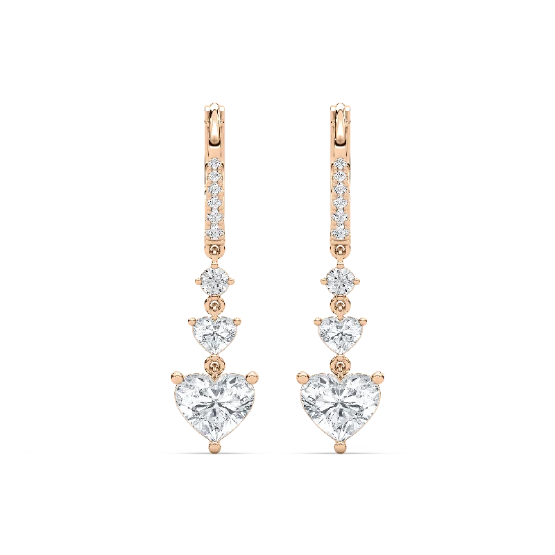 Breezy drop earrings-Heart and Round Drop Earrings