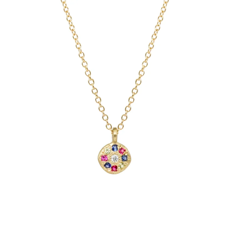 Snap clasp necklaces-Multi Sapphire Floret Charm Necklace