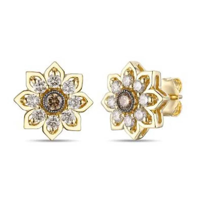 Retro jazz earrings-Le Vian Creme Brulee Stud Earrings featuring Chocolate and Nude Diamonds in 14K Honey Gold