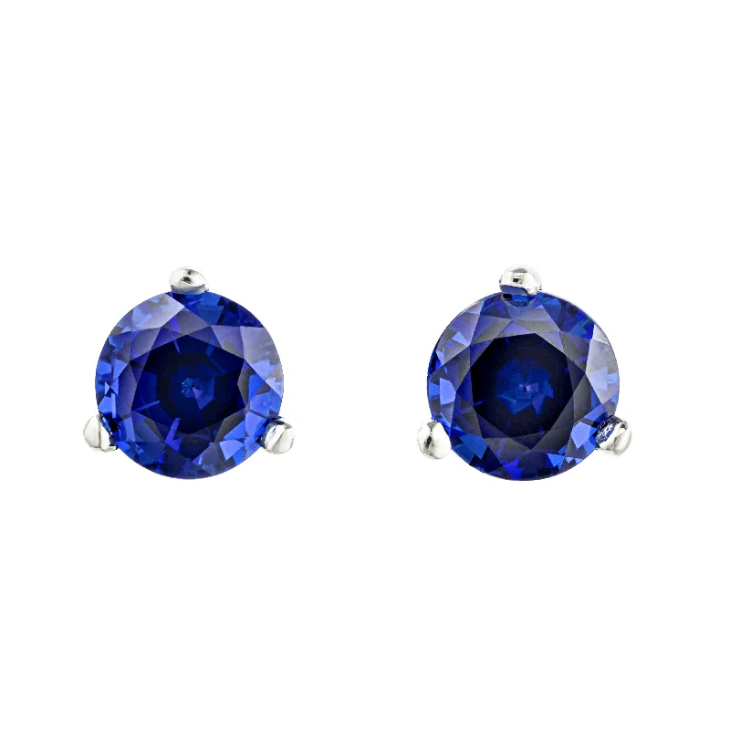 Poppy motif earrings-Blue Sapphire Martini Stud Earrings