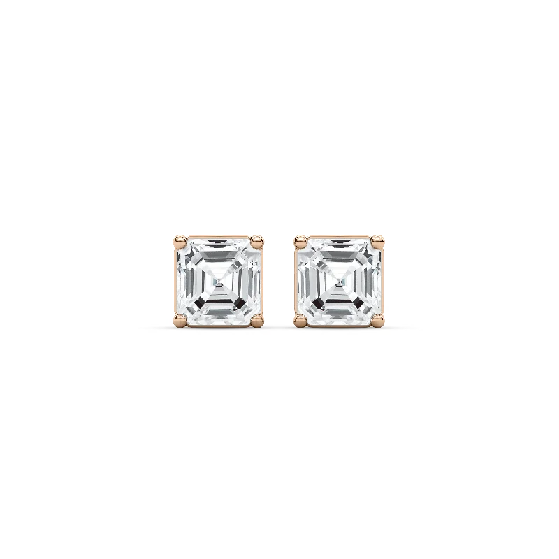 Swan feather earrings-Square Emerald Cut Stud Earrings