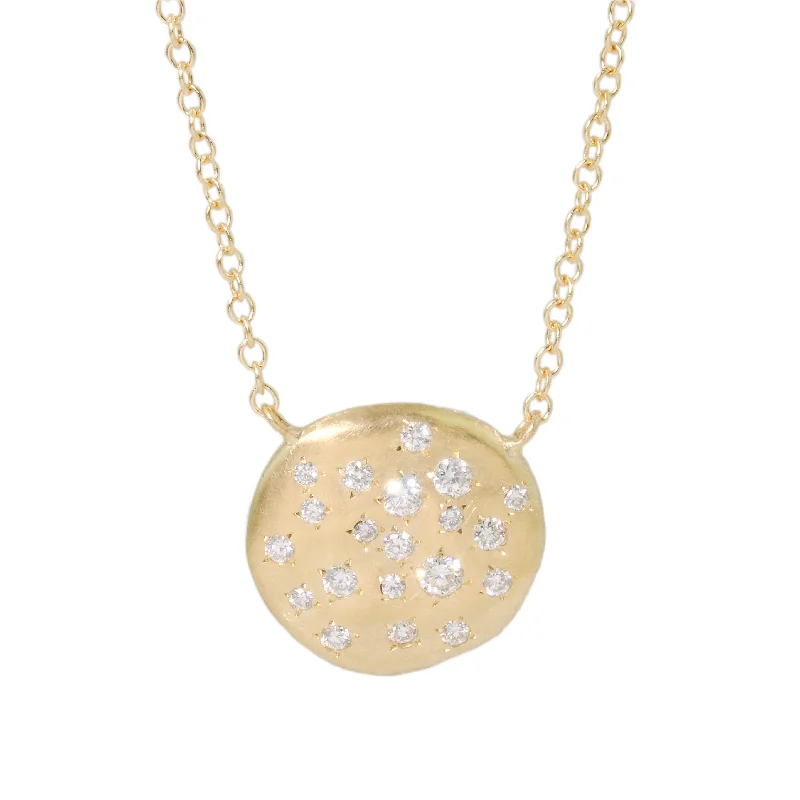 Sibling birthstone necklaces-Large Dew Disc Necklace