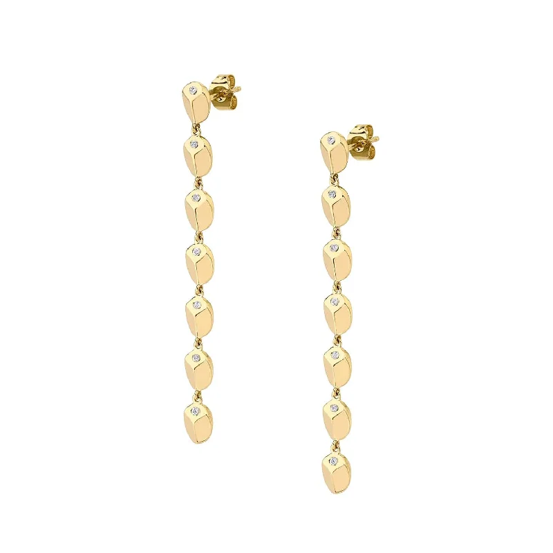 Seafoam motif earrings-Carve Drop Earrings with Diamonds