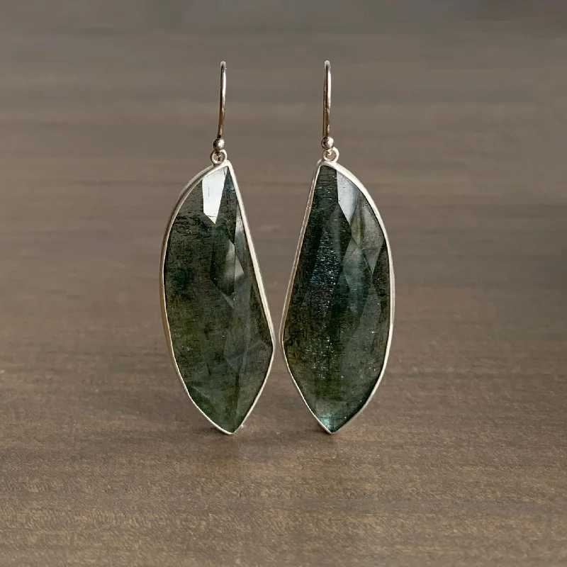 Spirit eye earrings-Moss Aquamarine Leaf Earrings