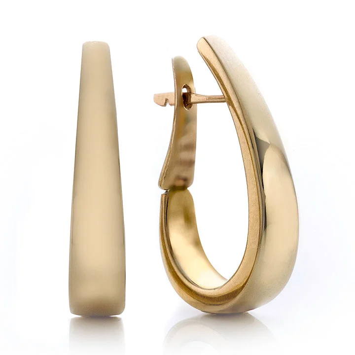 Chiseled disc earrings-Tapered Gold Hoop Earrings