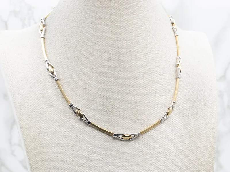 Fine thread necklaces-Modern Two Tone Gold Y-Link Necklace