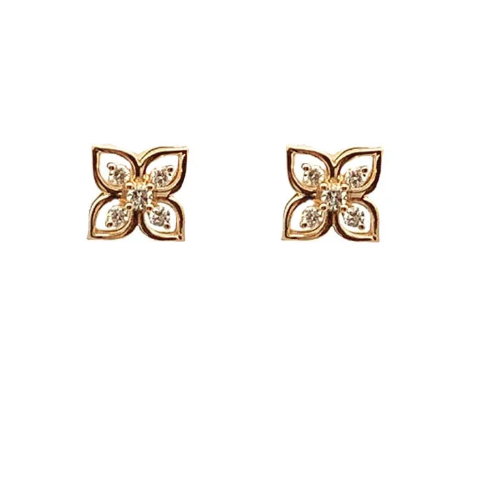 Heavy ring earrings-Mountz Collection Diamond Flower Earrings in 14K Yellow Gold