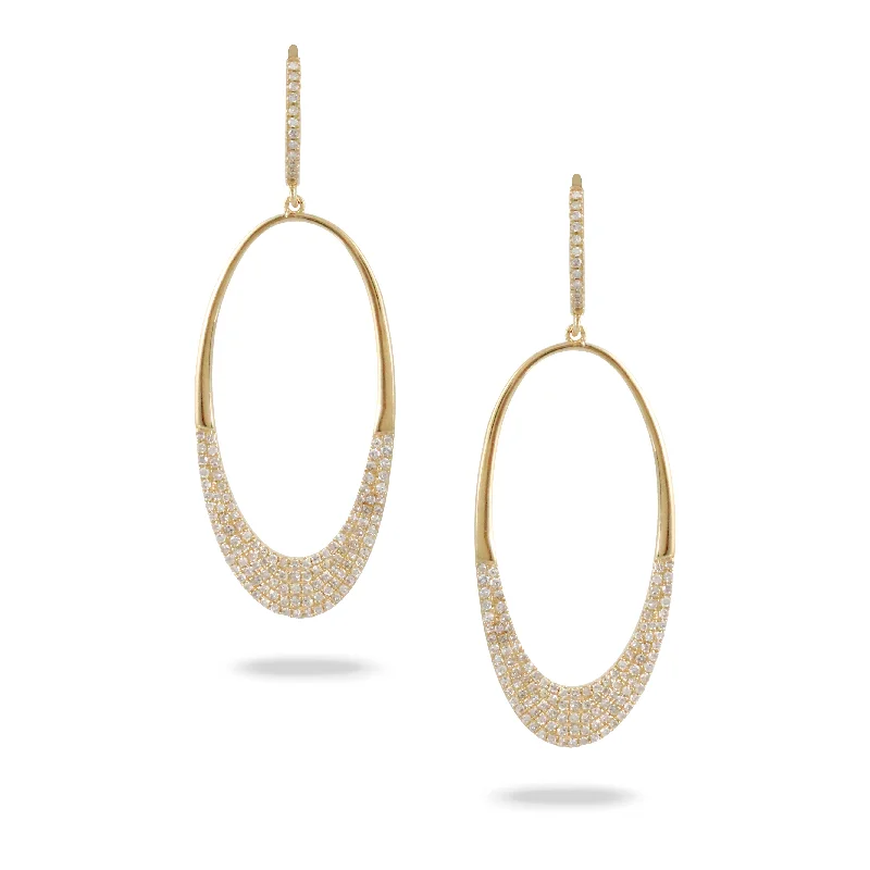 Lustrous druzy earrings-Doves - 14K YG Diamond Earrings