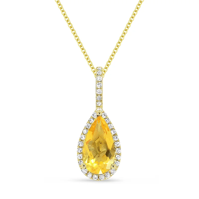 Cosmic sign necklaces-1.15Ct Citrine 16"pendant Necklace In 14K Yellow Gold