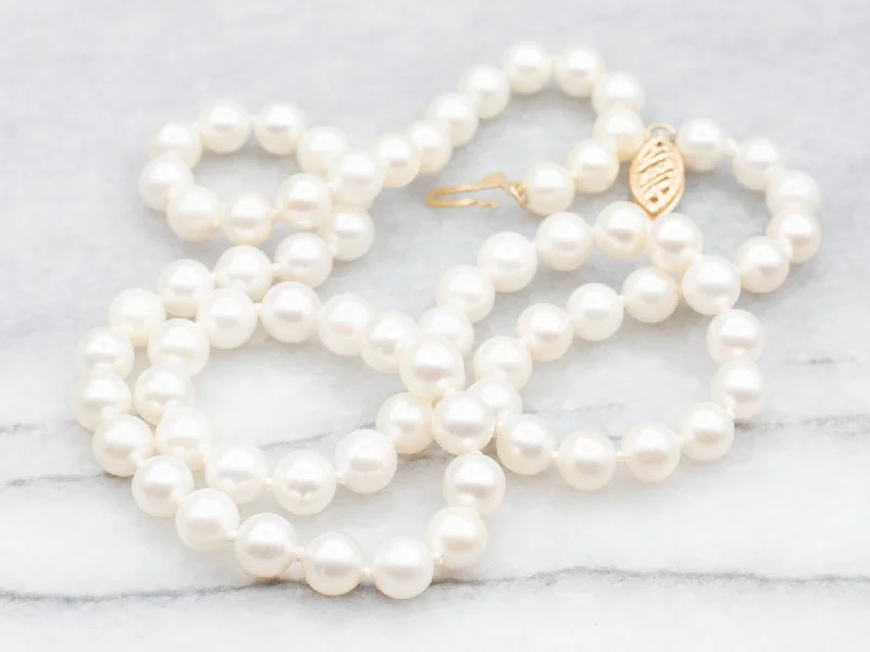 Soft beaded necklaces-Saltwater Pearl Strand Necklace with Filigree Clasp