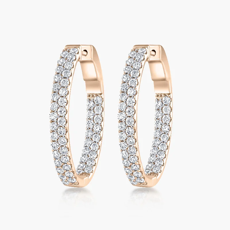 Heavy hoop earrings-Pave Set Inside-Out Hoops