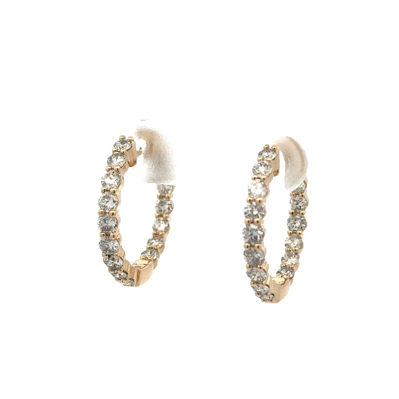 Rich statement earrings-Inside Out Diamond Hoop Earrings