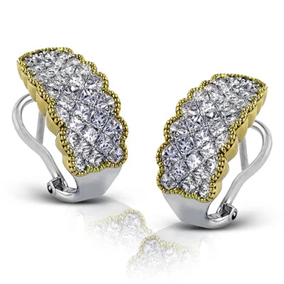 Serpentine earrings-18K 2Tone Diamond Princess Cut Earrings