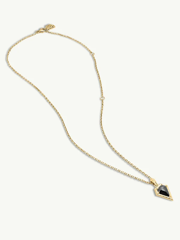 Linked knot necklaces-Aphrodite Amulet Pendant Necklace With Black Diamond In 18K Yellow Gold