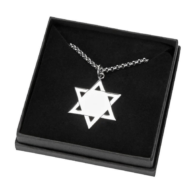 Blessed cross necklaces-Star Of David Necklace With Chain - Unisex In Stainless Steel