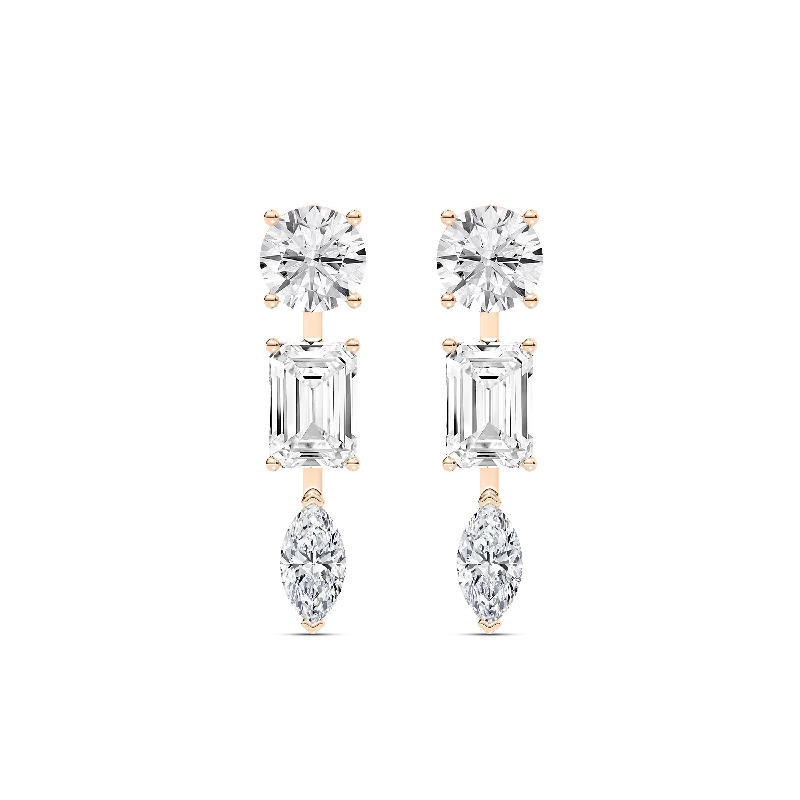 Flat medallion earrings-Multi Shape Drop Earrings