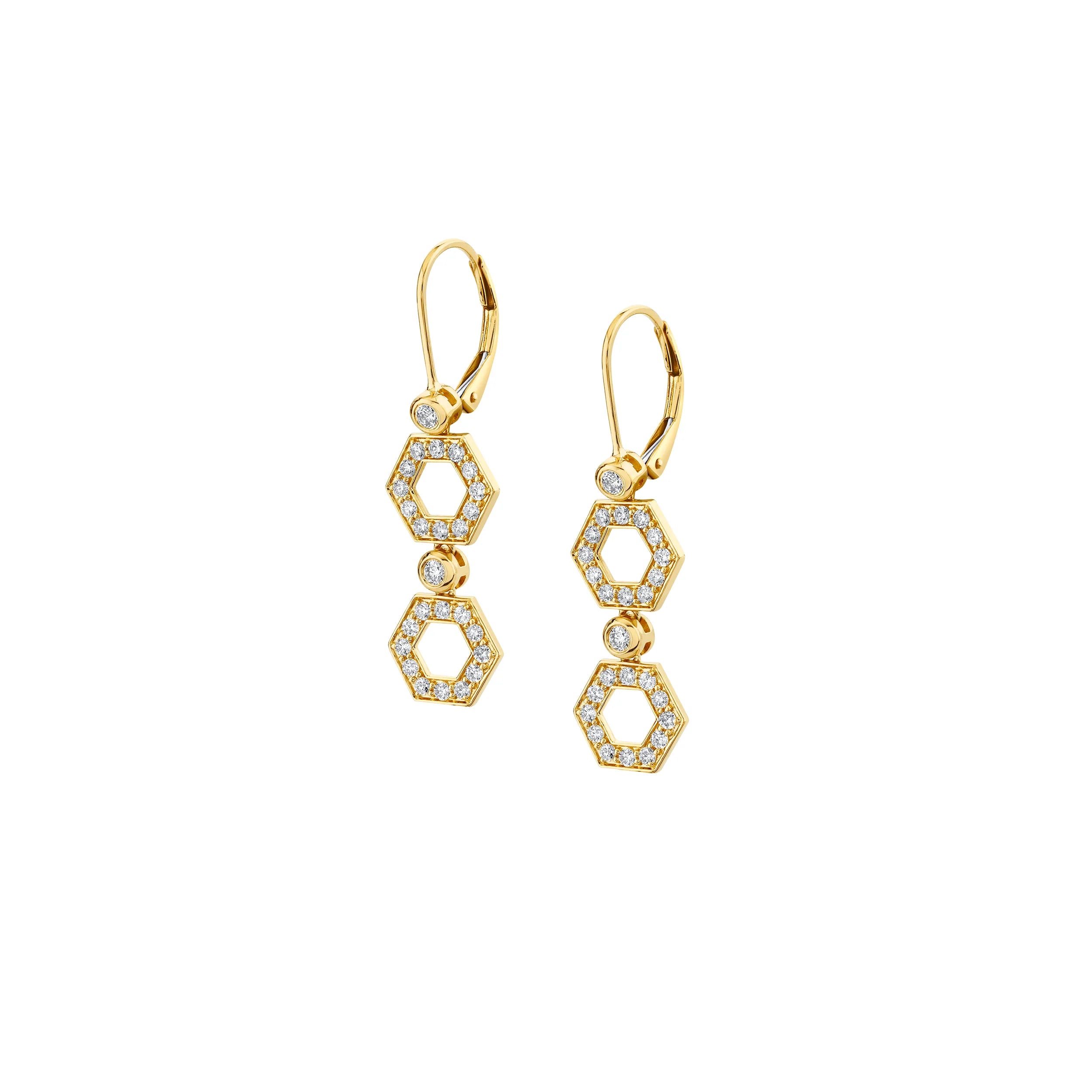 Cotton thread earrings-Pavé Hex Short Infinity Earrings