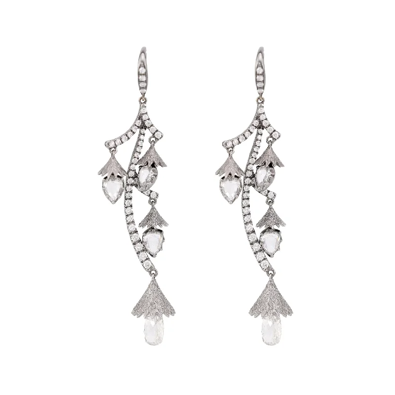 Smooth pearl earrings-Contemporary 11.86 carat diamond 18k white gold drop earrings