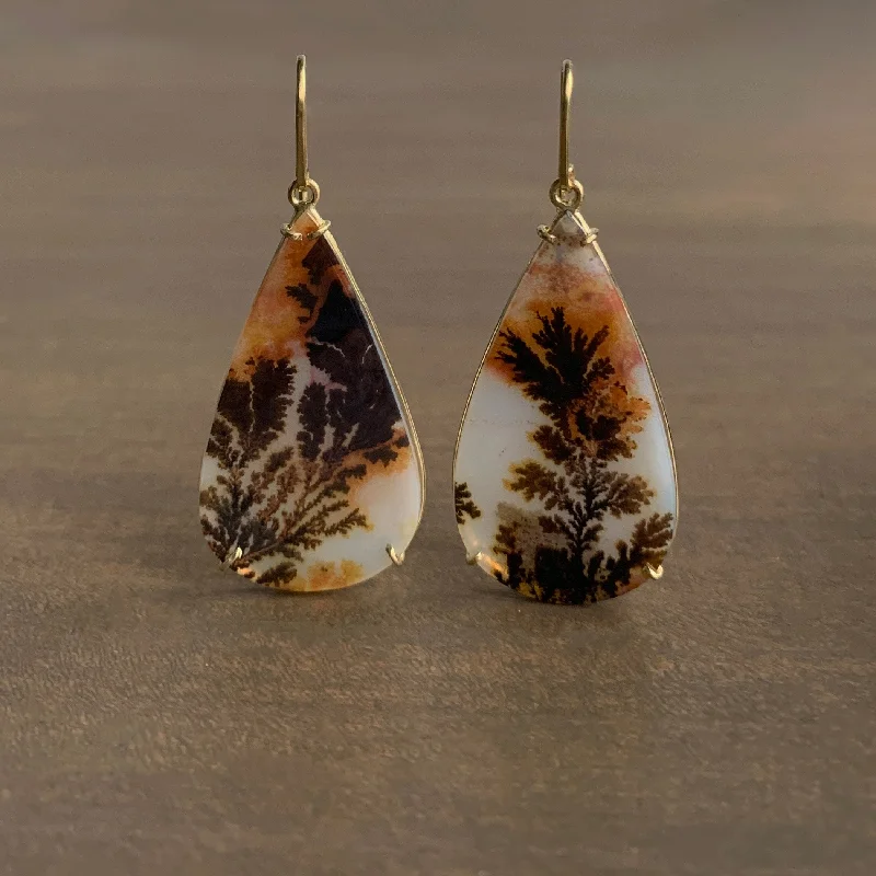 Playful pair earrings-Dendritic Agate Earrings