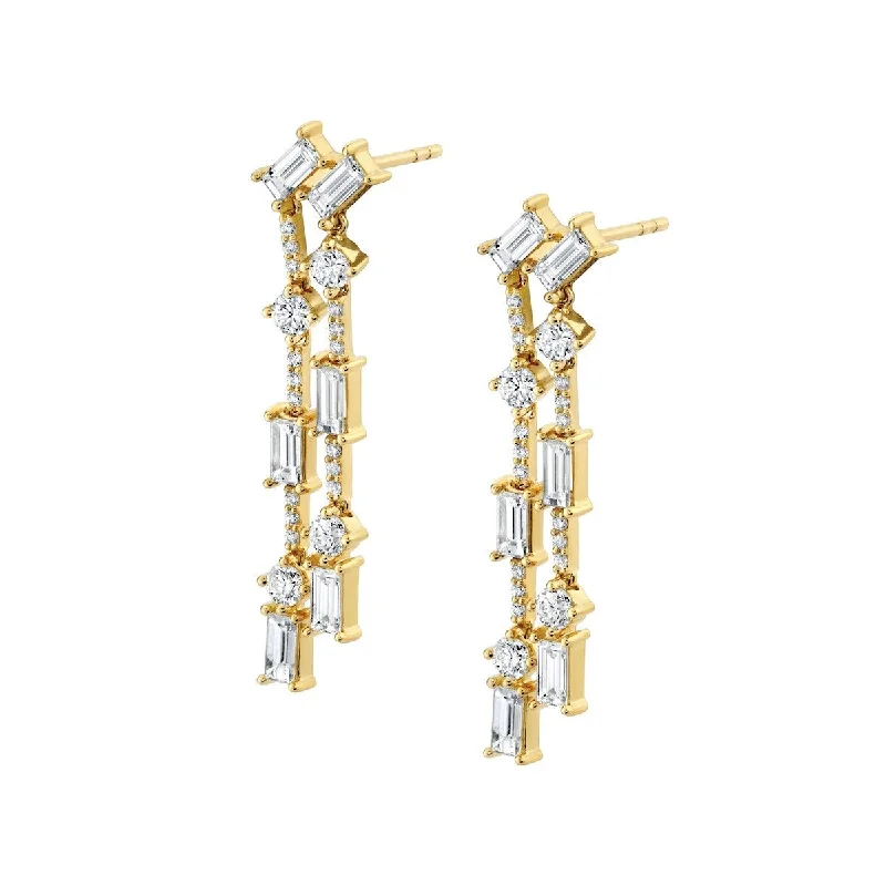 Nova phase earrings-Montage Baguette Chandelier Pavé Earrings