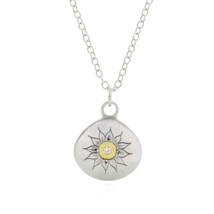 Multi-chain necklaces-Soleil Diamond Charm Necklace