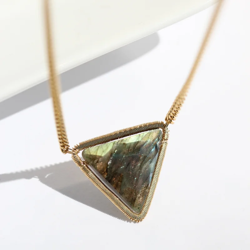 Stream pattern necklaces-Triangle Labradorite Necklace